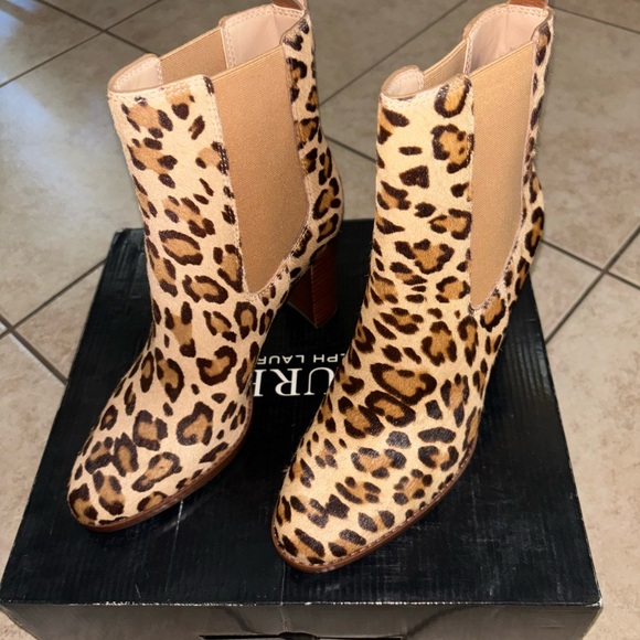 Ralph Lauren Tan Leopard Print Ankle Boots - Picture 6 of 12